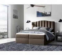 PRATO K3 łóżko kontynentalne z materacem 160x200, pojemnik na pościel, zagłowie pionowe przeszycia